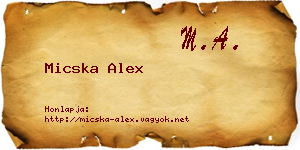 Micska Alex névjegykártya